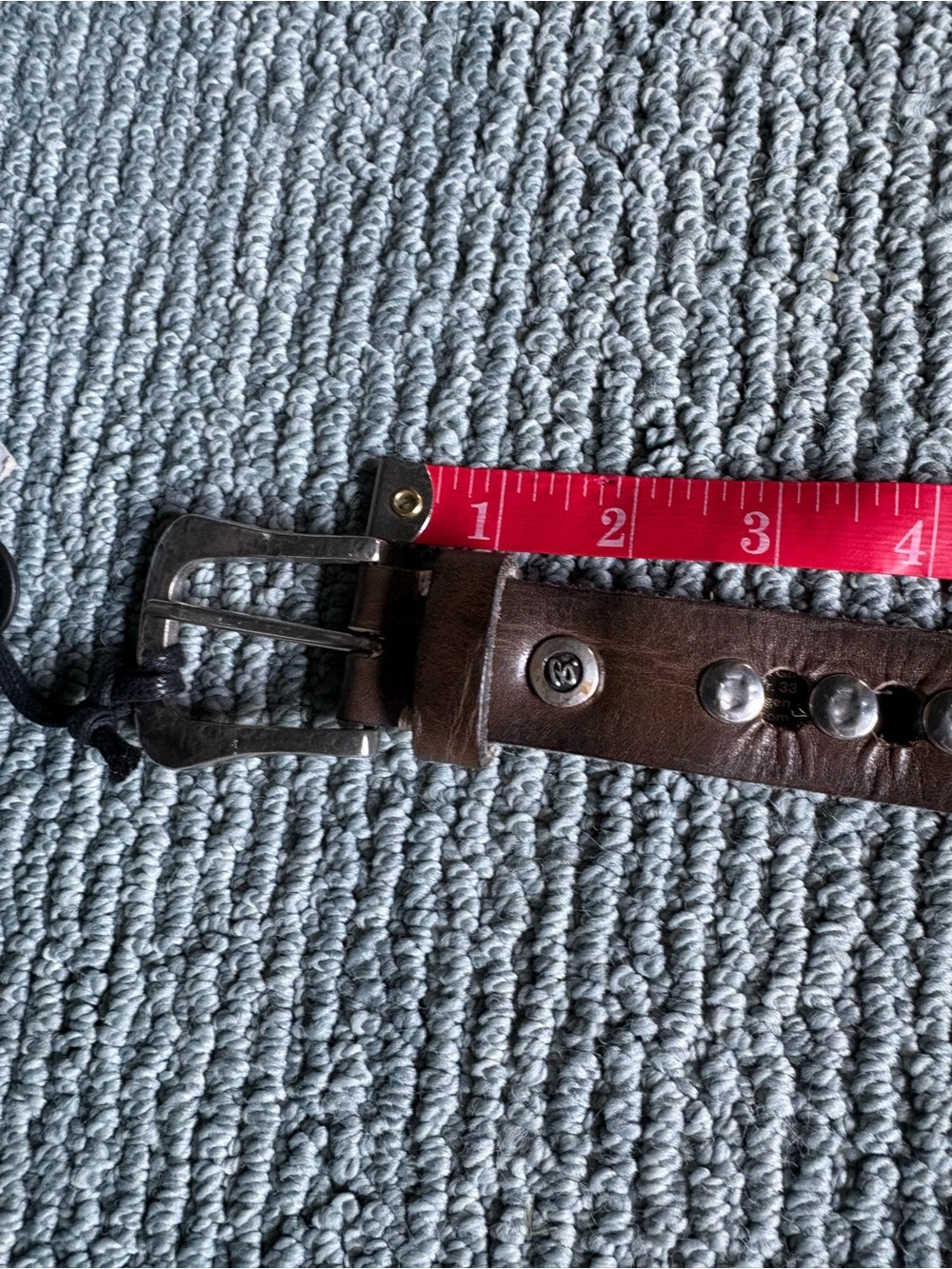 NWT Studded B Belt Ravena leather belt (Size 85 Small) brown silver - Picture 5 of 6